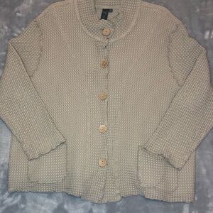Focus Casual Life Women's Button Up Waffle Weave Tan Jacket Size 3XL